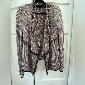 Cute, soft jacket -WHBM.   Sz small. Worn once. Burgundy, black & white tweed.